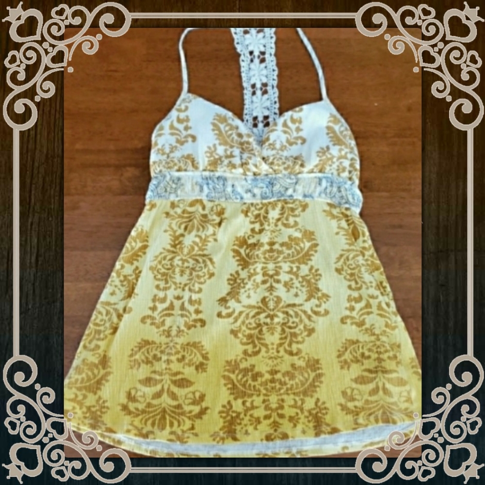 Tank Top yellow and White Junior's Medium